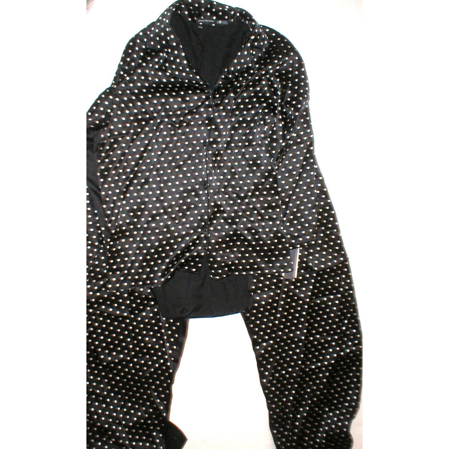 Nwt $475 New Xs S Designer Josie Natori Pajamas Silk Black Polka Dots Womens Pj